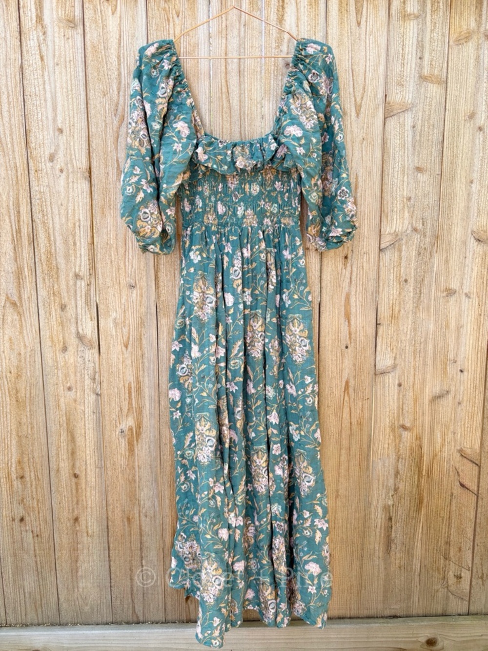 Free People Oasis Floral Midi Dress Jade Green Size Small Boho Western - Picture 5 of 17